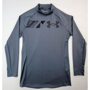 Under Armour Fitted Shirt Mens M Cold Gear Long Sleeve Mock Neck Gray‎